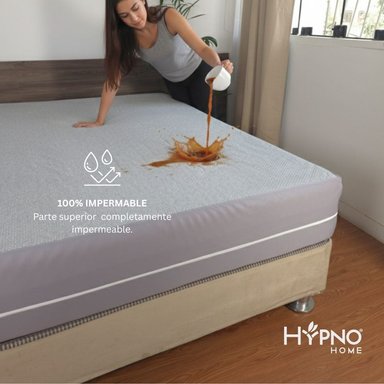 FUNDA COLCHON HYPNO HOME 1.5 PLAZAS BAMBU GRIS IMPERMEABLE CON CIERRE - 4