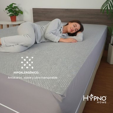 FUNDA COLCHON HYPNO HOME 1.5 PLAZAS BAMBU GRIS IMPERMEABLE CON CIERRE - 5