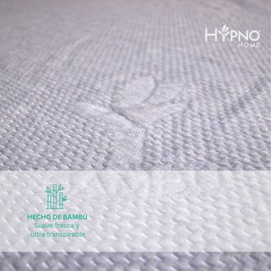 FUNDA COLCHON HYPNO HOME 1.5 PLAZAS BAMBU GRIS IMPERMEABLE CON CIERRE - 6