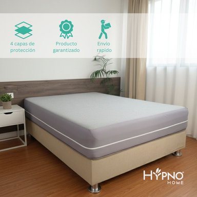FUNDA COLCHON HYPNO HOME 1.5 PLAZAS BAMBU GRIS IMPERMEABLE CON CIERRE - 7