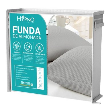 FUNDA DE ALMOHADAS IMPERMEABLE 50X70CM DE BAMBU X2 UNIDS GRIS