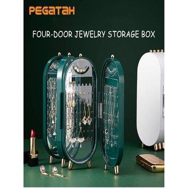 JOYERO VERDE PLEGABLE ORGANIZADOR DE JOYAS COLLAR ARETES ANILLOS