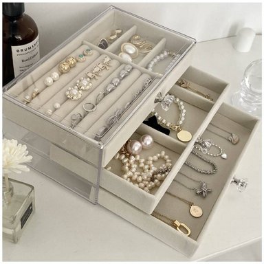 JOYERO ORGANIZADOR DE JOYAS COFRE PULSERAS RELOJES 3 NIVELES