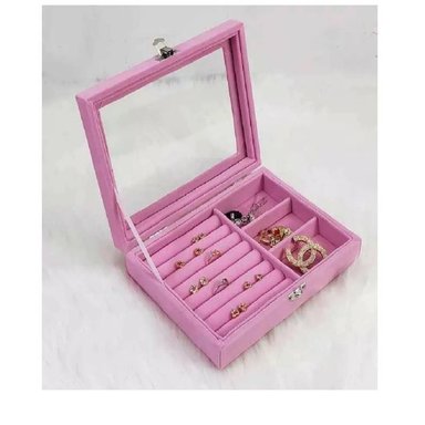 JOYERO TERCIOPELO ROSADO ORGANIZADOR PARA ANILLOS ARETES