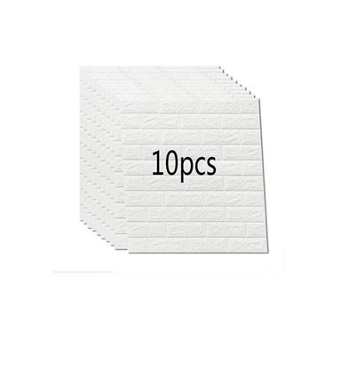 PACK 10 PAPEL TAPIZ BLANCO PCS AUTOADHESIVO DECORACION 3D LADRILLO