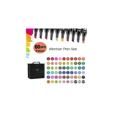 SET DE 60 PLUMONES MARCADORES DOBLE PUNTA CON ESTUCHE - 4