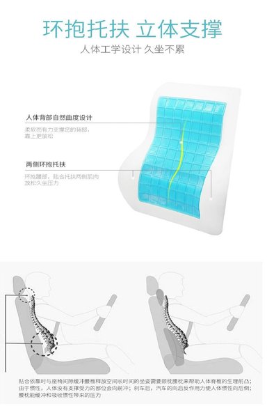 COJÍN RESPALDAR LUMBAR ERGONÓMICO EN VISCOELÁSTICO Y GEL REFRESCANTE - 3