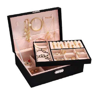 JOYERO 2 NIVELES ORGANIZADOR DE JOYAS CON CERRADURA