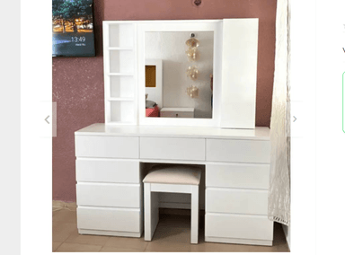 TOCADOR NACION MUEBLES CLIA BLANCO HUMO CON BANCA Y ESPEJO MODERNO