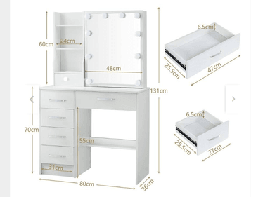 TOCADOR NACION MUEBLES VICTORIA BLANCO HUMO CON LUCES - 4