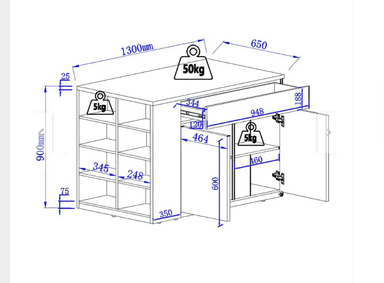 ISLA DE COCINA NACION MUEBLES OTTIS 3 CAJONES MODERNA - 4