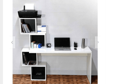 ESCRITORIO NACION MUEBLES ALICE 162 CM X 162 CM BLANCO CON CUBOS MODERNO