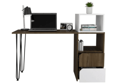 ESCRITORIO NACION MUEBLES IBAI 135 CM X 116.5 CM MARRÓN RÚSTICO 2 CAJONES MARRÓN