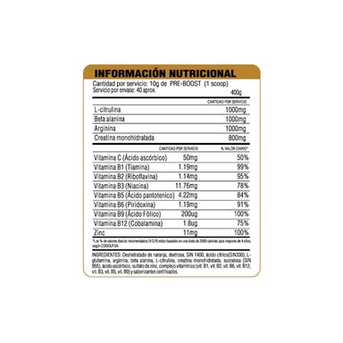 PRE ENTRENO UNIVERSE NUTRITION PRE BOOST 400 GR - 2