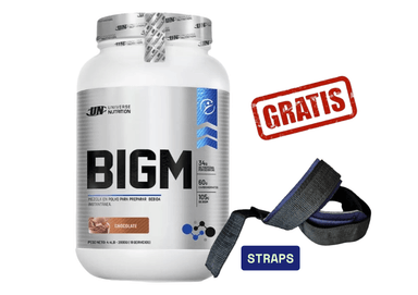 BIGM 2KG CHOCOLATE UNIVERSE NUTRITION + STRAPS