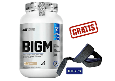 BIGM 2KG VAINILLA UNIVERSE NUTRITION + STRAPS