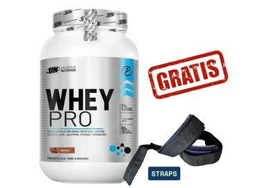 WHEY PRO 1KG CHOCOLATE UNIVERSE NUTRITION + STRAPS