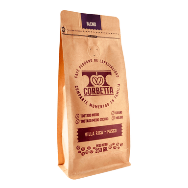 CAFÉ ESPECIALIDAD MOLIDO CORBETTA 250 G BLEND PURPLE VILLA RICA