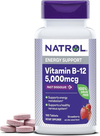 VITAMINA ENERGY SUPPORT NATROL B-12 5,000MCG 100 TABLETAS