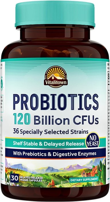 SUPLEMENTOS PROBIOTICS VITALITOWN 30 CAPSULAS VEGANAS PROBIOTICOS 120 BILLION CFUS