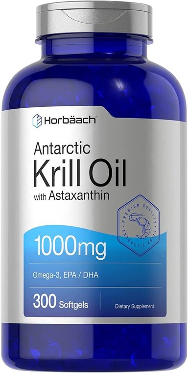 SUPLEMENTO OIL CON ASTAXANTHIN HORBÄACH ACEITE KRILL ANTÁRTICO HORBAACH UNIDAD 300 CÁPSULAS BLANDAS 1000 MG