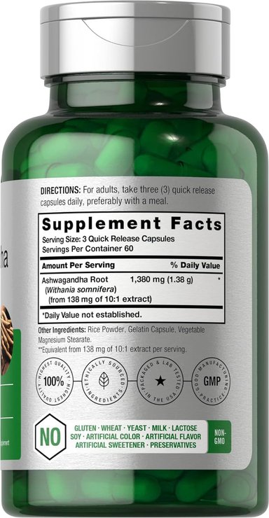 SUPLEMENTO ASHWAGANDHA HORBAACH UNIDAD 1380 MG 180 CÁPSULAS - 2