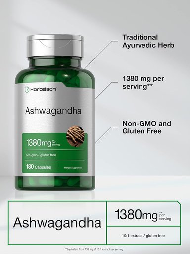 SUPLEMENTO ASHWAGANDHA HORBAACH UNIDAD 1380 MG 180 CÁPSULAS - 3