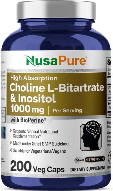 SUPLEMENTO CHOLINE L BITARTRATE INOSITOL 1000 MG CAJA 200 CÁPSULAS