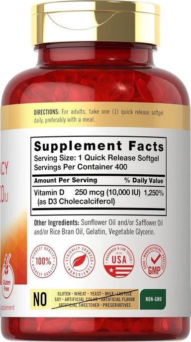 VITAMINA D3 400 CAPSULAS BLANDAS 10000 IU CARLYLE 400 CAPSULAS - 2