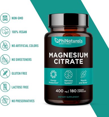 CITRATO DE MAGNESIO 400MG 180 CAPSULAS PHINATURALS - 2