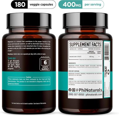 CITRATO DE MAGNESIO 400MG 180 CAPSULAS PHINATURALS - 3