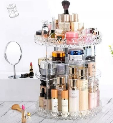 ORGANIZADOR DE MAQUILLAJE COSMÉTICOS  JOYERO GIRATORIO 360°