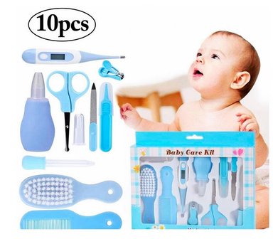 KIT BABY HIGIENE PARA BEBES CORTAUÑAS 10 PIEZAS CELESTE