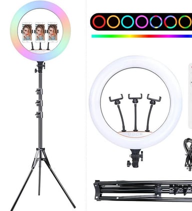 ARO DE LUZ RGB DE 45 CM + TRÍPODE 2.10 MT + CONTROL REMOTO - 4