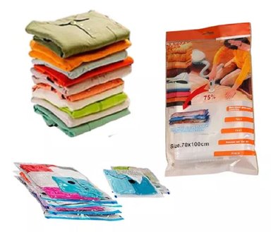 PACK X 4 BOLSAS DE ROPA COMPRESORAS AL VACÍO 70 X 100 CM