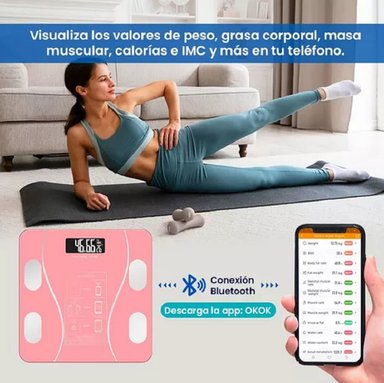 BALANZA INTELIGENTE CON BLUETOOH  180 KG ROSADO