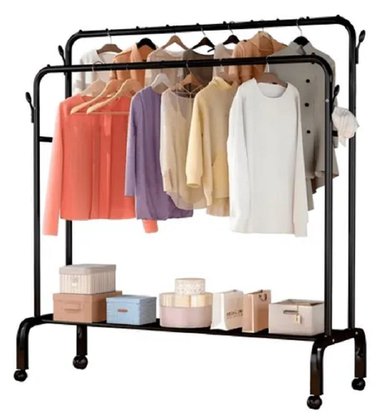 ESTANTE ORGANIZADOR ROPA PERCHERO CON RUEDAS PB NEGRO