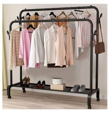 ORGANIZADOR ESTANTE ROPA PERCHERO CON RUEDAS PB NEGRO