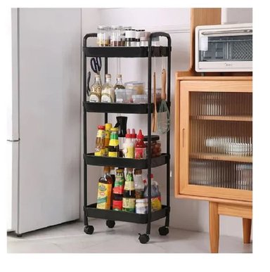 CARRITO ORGANIZADOR MULTIUSOS 4 NIVELES CON RUEDAS - NEGRO