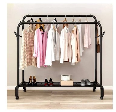 ESTANTE ORGANIZADOR ROPA PERCHERO CON RUEDAS PB  NEGRO