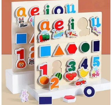 ROMPECABEZAS PUZZLE ENCAJE MADERA LETRAS VOCALES FRUTAS