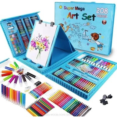 SET DE ARTE Y DIBUJO PARA NIÑOS 208 PIEZAS AZUL