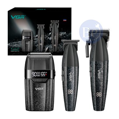 PACK VGR CORTADORA CON TRIMMER Y SHAVER V-640 S3 NEGRO
