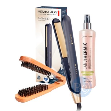 PACK ALISADORA REMINGTON S5805 CON CEPILLO DE MADERA Y PROTECTOR TÉRMICO