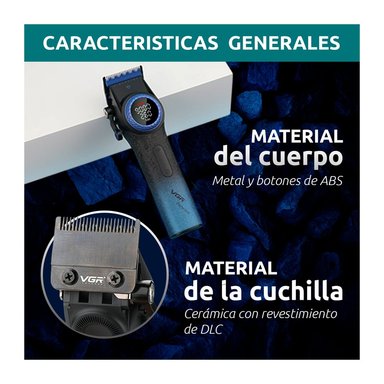 CORTADORA DE CABELLO VGR PRO BLDC BLUE EDITION V-001 - 8