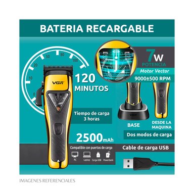 PACK CORTADORA VGR V-015 9000 RPM Y KIT DE ACCESORIOS (TIJERAS, BOTAPELO Y NAVAJA) - 5