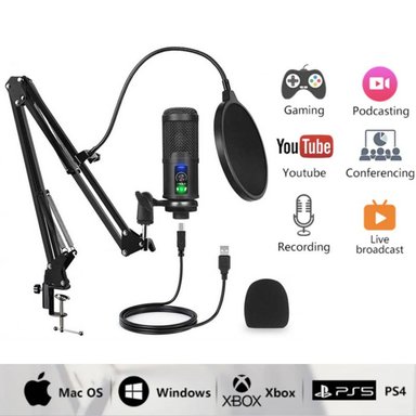 MICRÓFONO PARA PC USB CONDENSADOR PROFESIONAL PARA STREAM Y PODCAST - 1