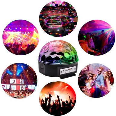 PARLANTE BLUETOOTH BOLA MAGICA LED MULTICOLOR FIESTA AUDIORITMICA - 5