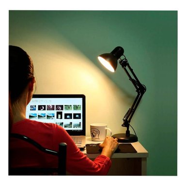LÁMPARA ESCRITORIO SEISA MT-811 NEGRO CON BRAZO AJUSTABLE DE METAL PARA MESA - 5