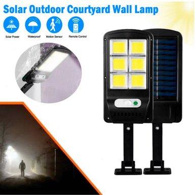 LÁMPARA LINTERNA 2098 NEGRO MINI SOLAR 6 CELDAS 120 LED EXTERIOR SENSOR MOVIMIENTO